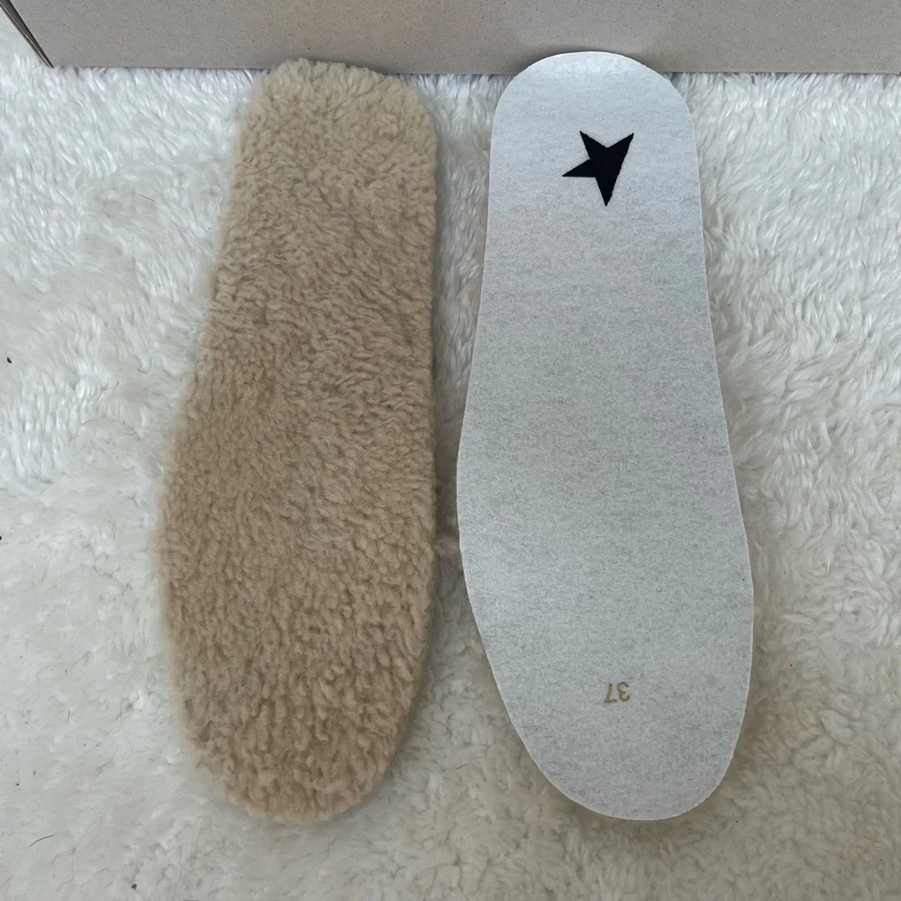 New Golden Goode Super-Star Beige Shearling Silver Glitter Star Sneakers Size 37 - Picture 7 of 12